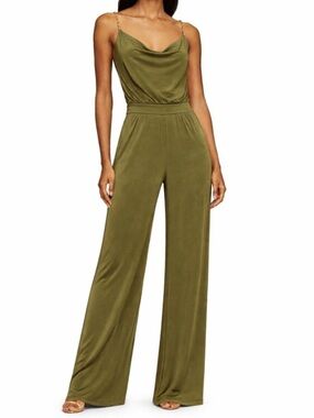 Jason Wu Olive Green Crystal Chain Wide Leg Jumpsuit Size Small $325 NWOT